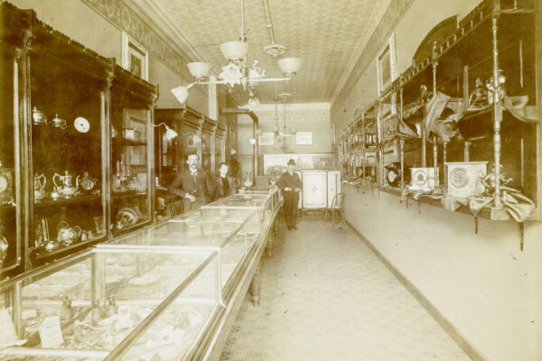 Catherine Hershey in a shop in Jamestown