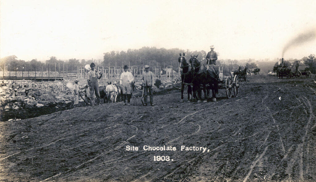 Historical photo of the chocolate factory site