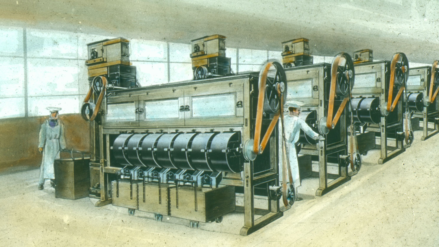 historical drawing of Hershey's chocolate factory