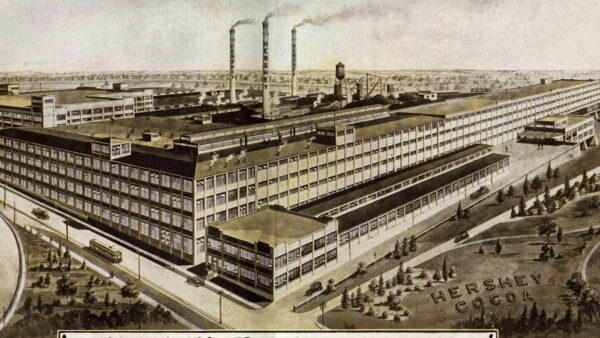 illustration of the Hershey Chocolate Company factory from when it was first built