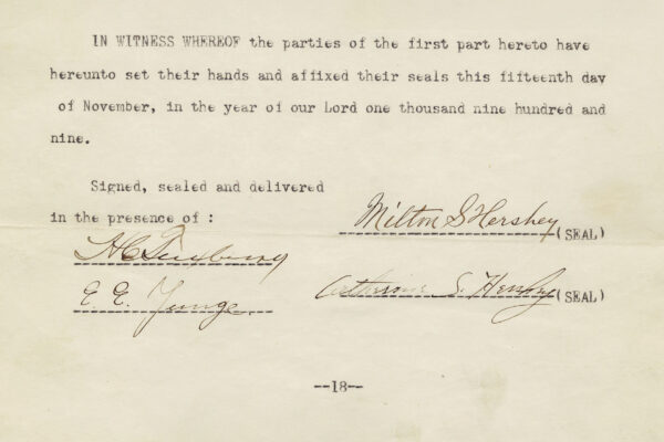 Deed of Trust with Milton and Catherine Hershey signatures