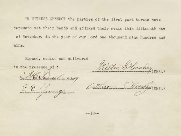 Deed of Trust with Milton and Catherine Hershey signatures