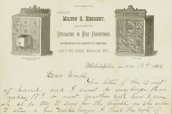 Letter from Milton Hershey to his uncle